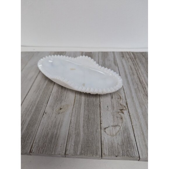 White Pressed Glass Lid ONLY Oval 8 1/4" by 4" - Picture 3 of 6